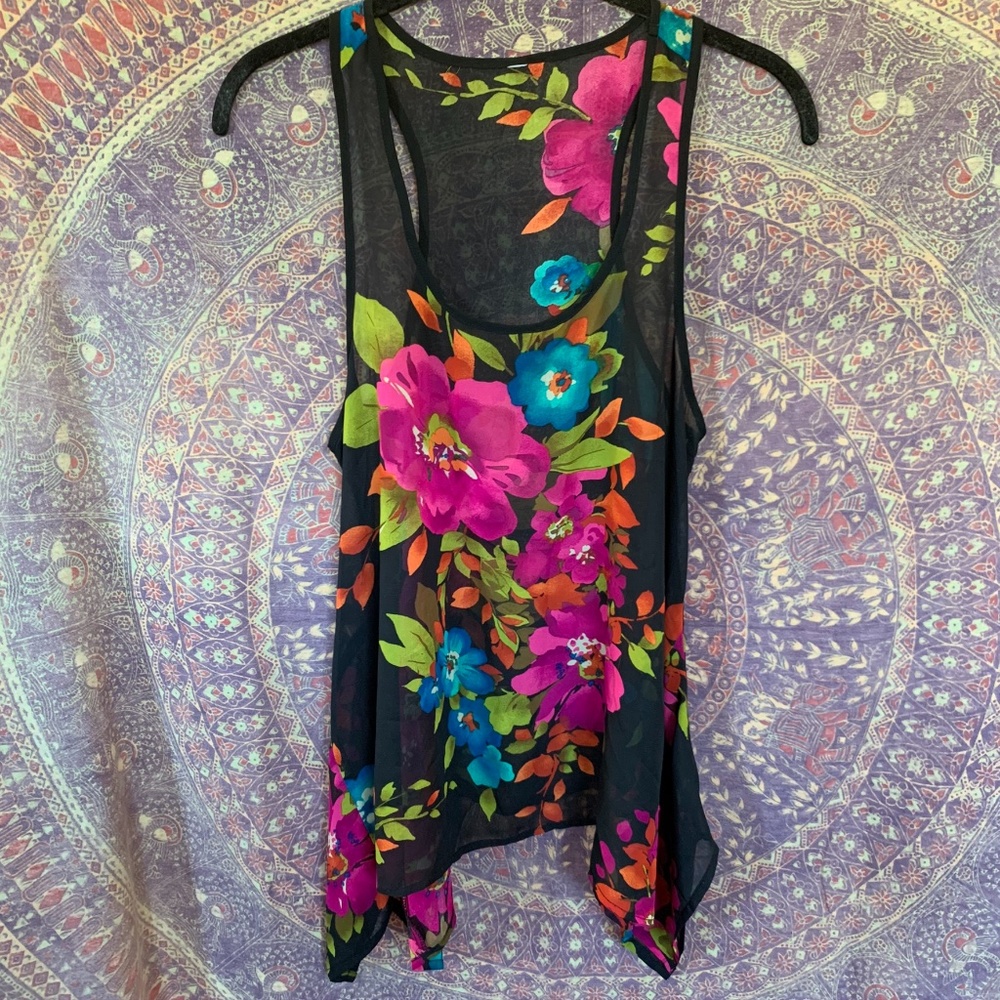 Flowy Flower Sheer Tank Top